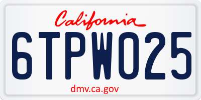 CA license plate 6TPW025