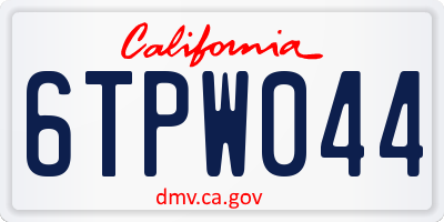CA license plate 6TPW044