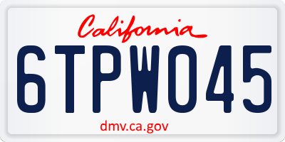 CA license plate 6TPW045