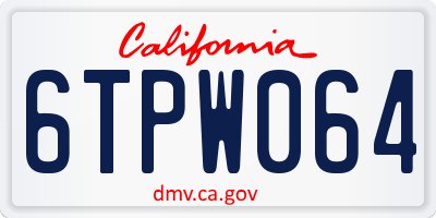 CA license plate 6TPW064