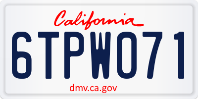 CA license plate 6TPW071