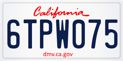 CA license plate 6TPW075