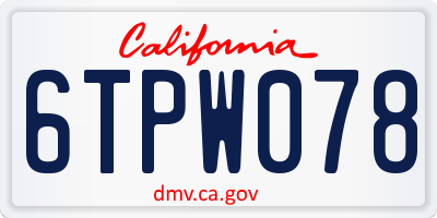 CA license plate 6TPW078