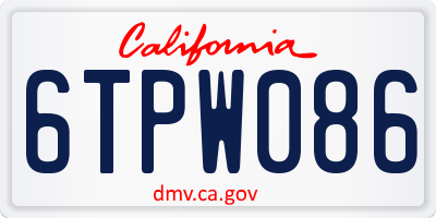 CA license plate 6TPW086