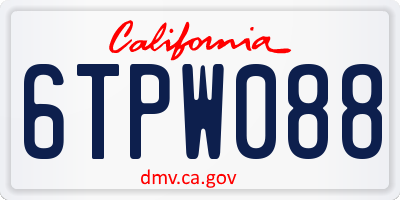 CA license plate 6TPW088