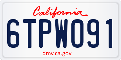 CA license plate 6TPW091