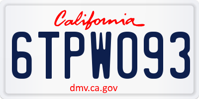 CA license plate 6TPW093