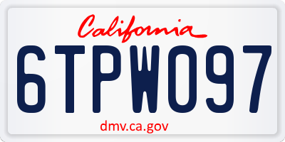 CA license plate 6TPW097