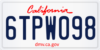 CA license plate 6TPW098