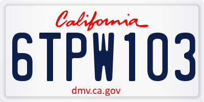 CA license plate 6TPW103