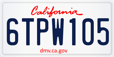 CA license plate 6TPW105
