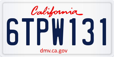 CA license plate 6TPW131