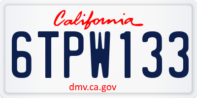 CA license plate 6TPW133