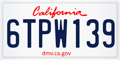 CA license plate 6TPW139
