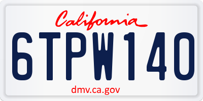 CA license plate 6TPW140