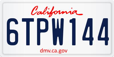 CA license plate 6TPW144