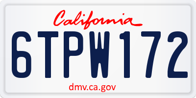 CA license plate 6TPW172