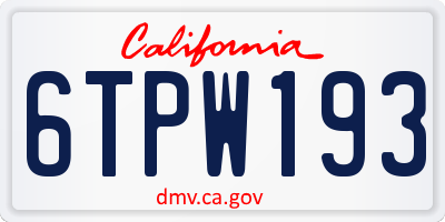 CA license plate 6TPW193