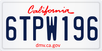 CA license plate 6TPW196