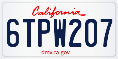 CA license plate 6TPW207
