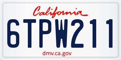 CA license plate 6TPW211