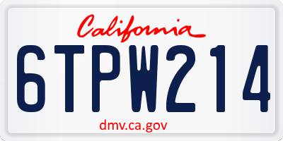 CA license plate 6TPW214
