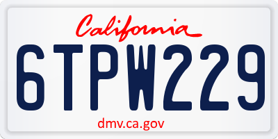 CA license plate 6TPW229