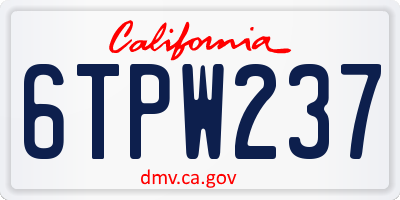 CA license plate 6TPW237