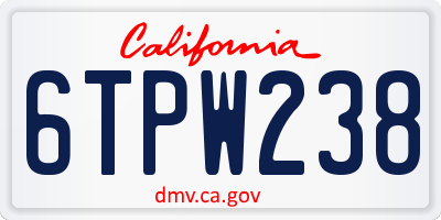 CA license plate 6TPW238