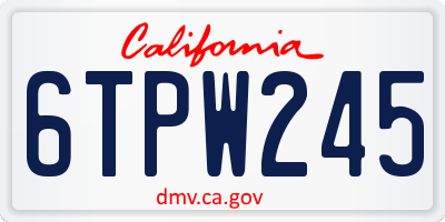 CA license plate 6TPW245