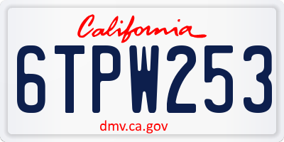 CA license plate 6TPW253