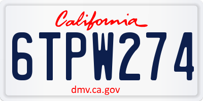 CA license plate 6TPW274