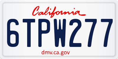 CA license plate 6TPW277