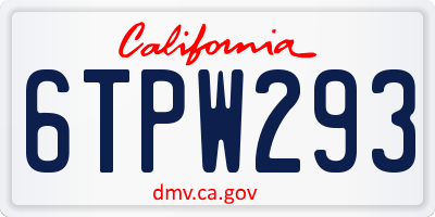 CA license plate 6TPW293