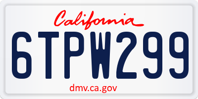 CA license plate 6TPW299