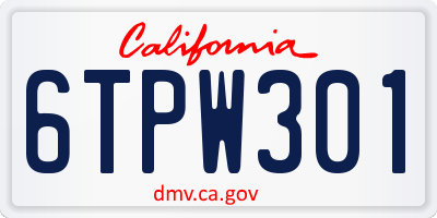 CA license plate 6TPW301