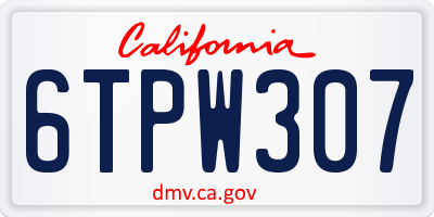 CA license plate 6TPW307
