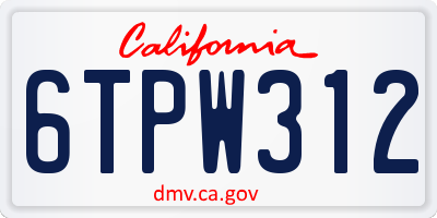 CA license plate 6TPW312