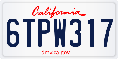 CA license plate 6TPW317
