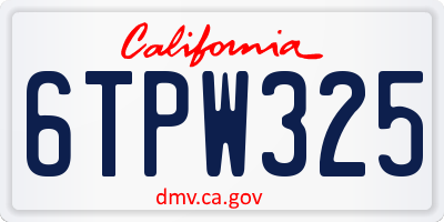 CA license plate 6TPW325