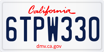 CA license plate 6TPW330