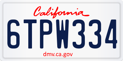 CA license plate 6TPW334