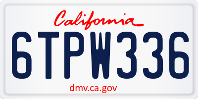 CA license plate 6TPW336