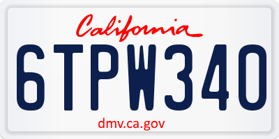 CA license plate 6TPW340