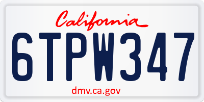 CA license plate 6TPW347
