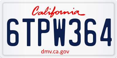 CA license plate 6TPW364