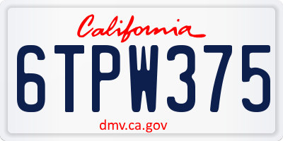CA license plate 6TPW375