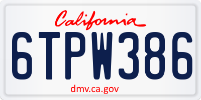 CA license plate 6TPW386