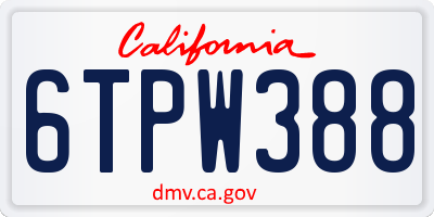 CA license plate 6TPW388