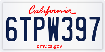 CA license plate 6TPW397